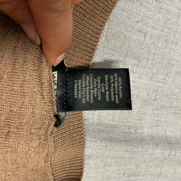 Ann Taylor Knit Sweater Long Sleeve Brown Acrylic Wool Women’s Petite Medium - Picture 9 of 9